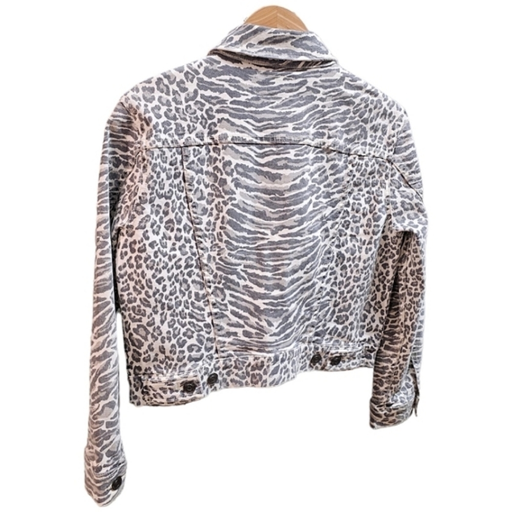 Current/Elliot Cheetah Print Button Up Denim Jacket Size Small Relaxed Fit - Picture 5 of 10
